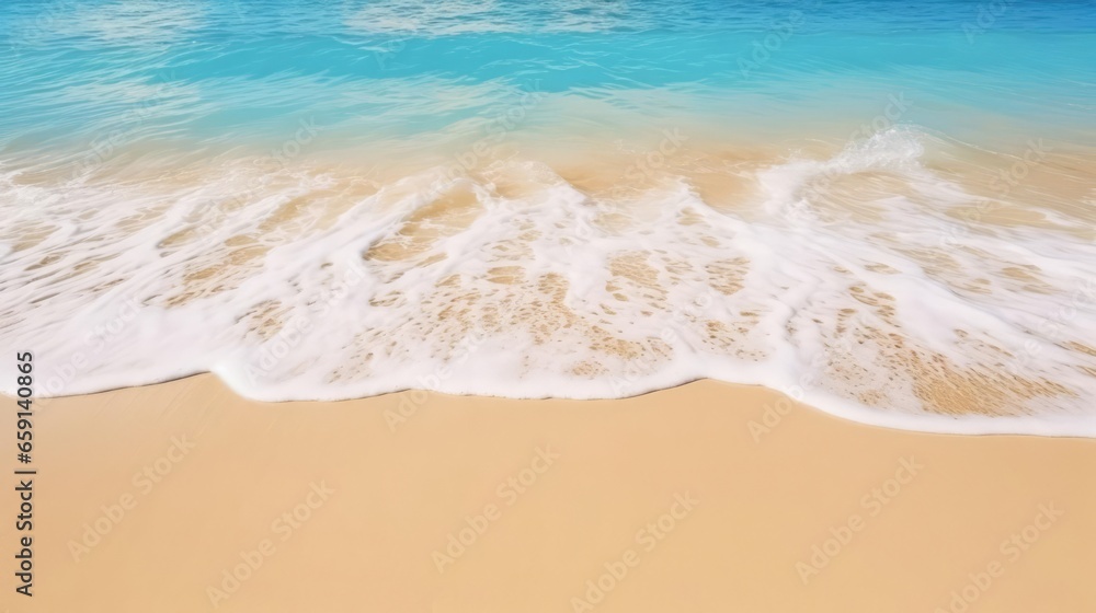 beautiful sandy beach and soft blue ocean wave 