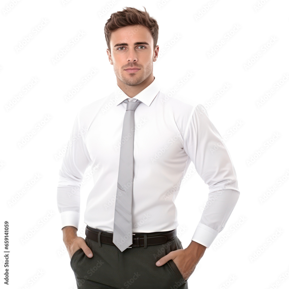 Handsome business man in white t-shirt isolated Handsome business man in white t-shirt isolated