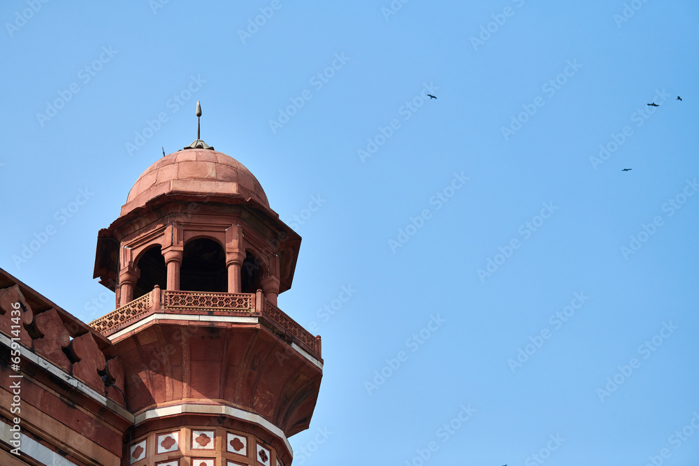 Chhatri dome shaped pavilions of Tomb of Safdar Jang sandstone mausoleum in New Delhi, India Chhatri dome shaped pavilions of Tomb of Safdar Jang sandstone mausoleum in New Delhi, India