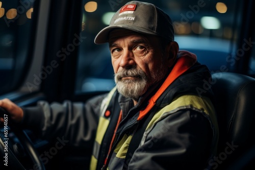 Driver in a public utility service. Top in-demand profession concept. Portrait with selective focus and copy space