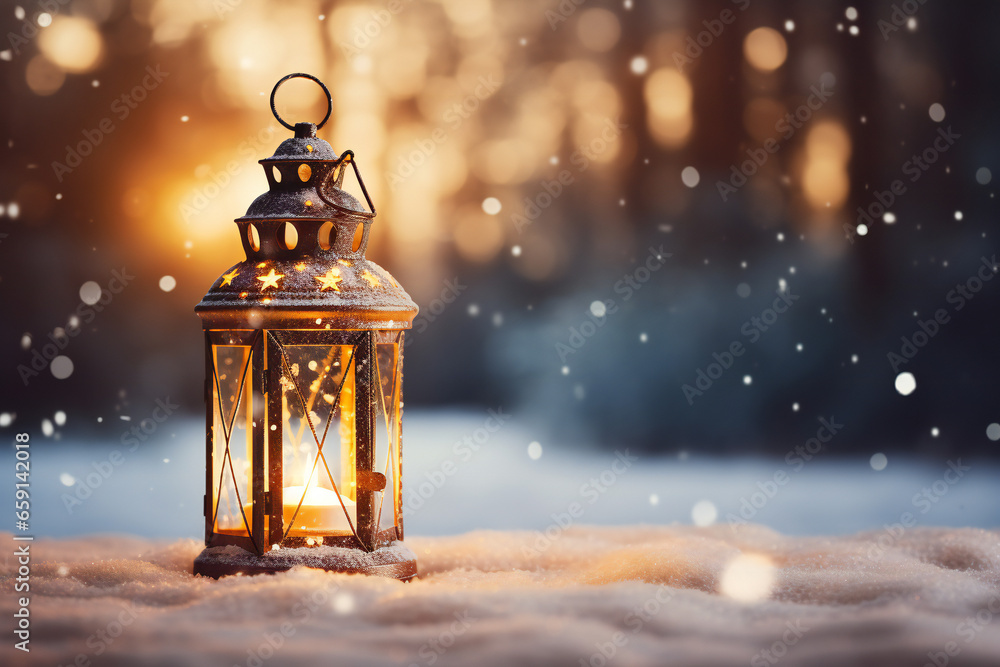 christmas lantern in the snow,ai generated christmas lantern in the snow,ai generated