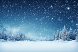 Winter view of falling snow and snow covered trees, festive magical winter background,ai generated