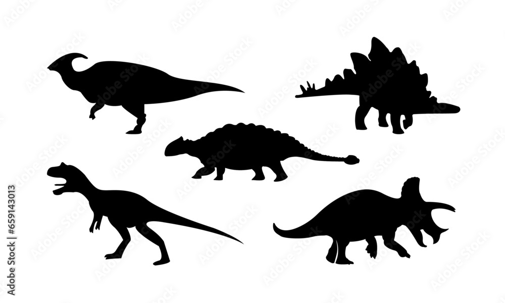 dinosaurs silhouettes set