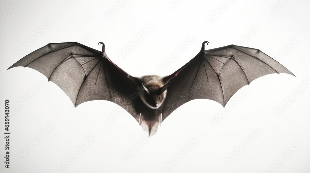 Flying Bat on White Background