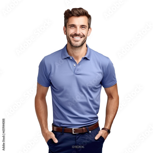 Handsome business man in blue shirt isolated