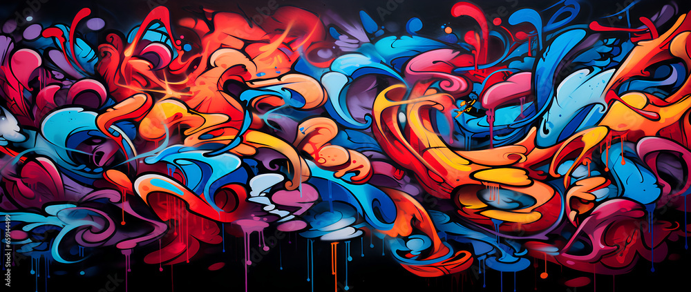 Fototapeta premium Graffiti wall abstract background. Idea for artistic pop art background backdrop.