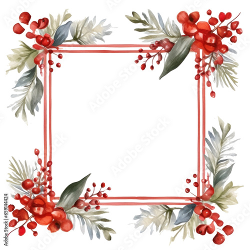 Hand-painted winter berries and leaves with a wooden frame