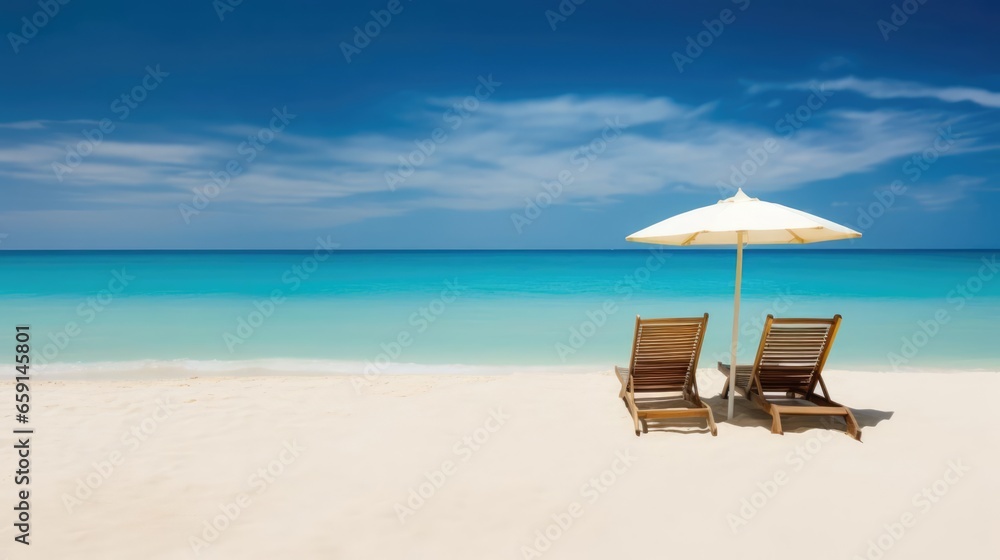 two chairs on beautiful beach banner 
