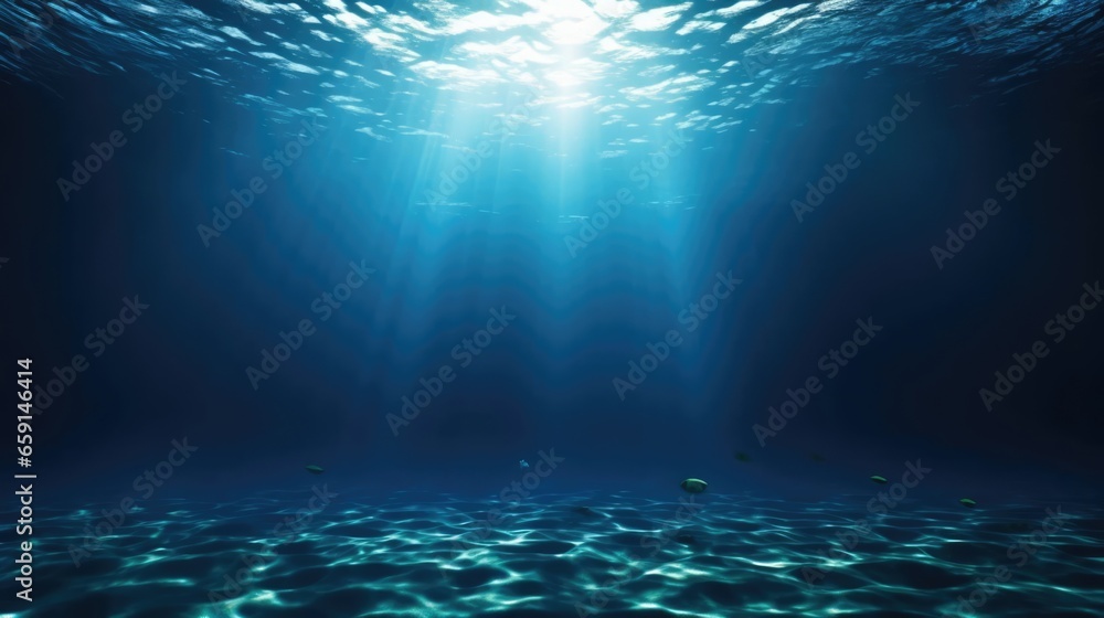Dark blue ocean surface seen from underwater  - obrazy, fototapety, plakaty 
