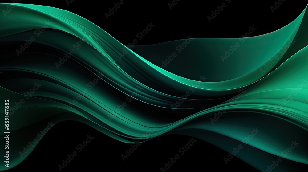 Gorgeous Green Wave on Black Background Illustration Gorgeous Green Wave on Black Background Illustration
