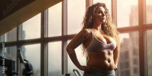 The Magical Influence of a Gym and Fitness Equipment as a Woman\'s Transformation Transcends Perception from Fat to Thin