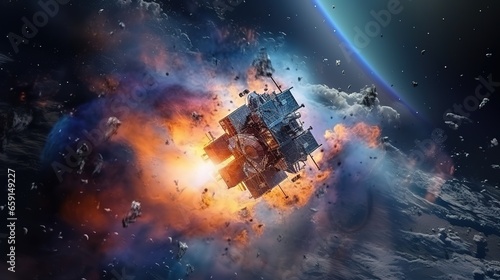 An epic space battle between spaceships in space.