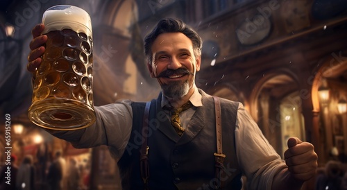 man holding a large beer mug