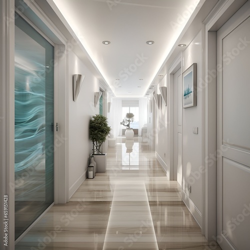 Small corridor design utilizing water 