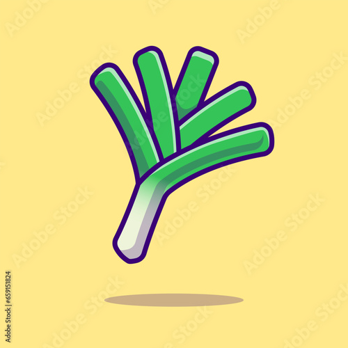 Leek Vegetable Cartoon Vector Icon Illustration. Food Nature
Icon Concept Isolated Premium Vector. Flat Cartoon Style