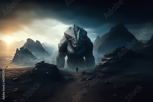 A giant rock elemental creature - Generative AI