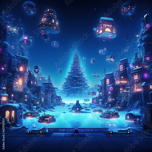 christmas Animation video games scene AI Generative