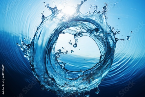 An Open Circle with Energetic Water Splashing, Capturing the Dynamic Beauty and Fluidity of Liquid in Motion.