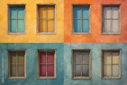 A collage with four windows in various colors. Generative AI © Jeff