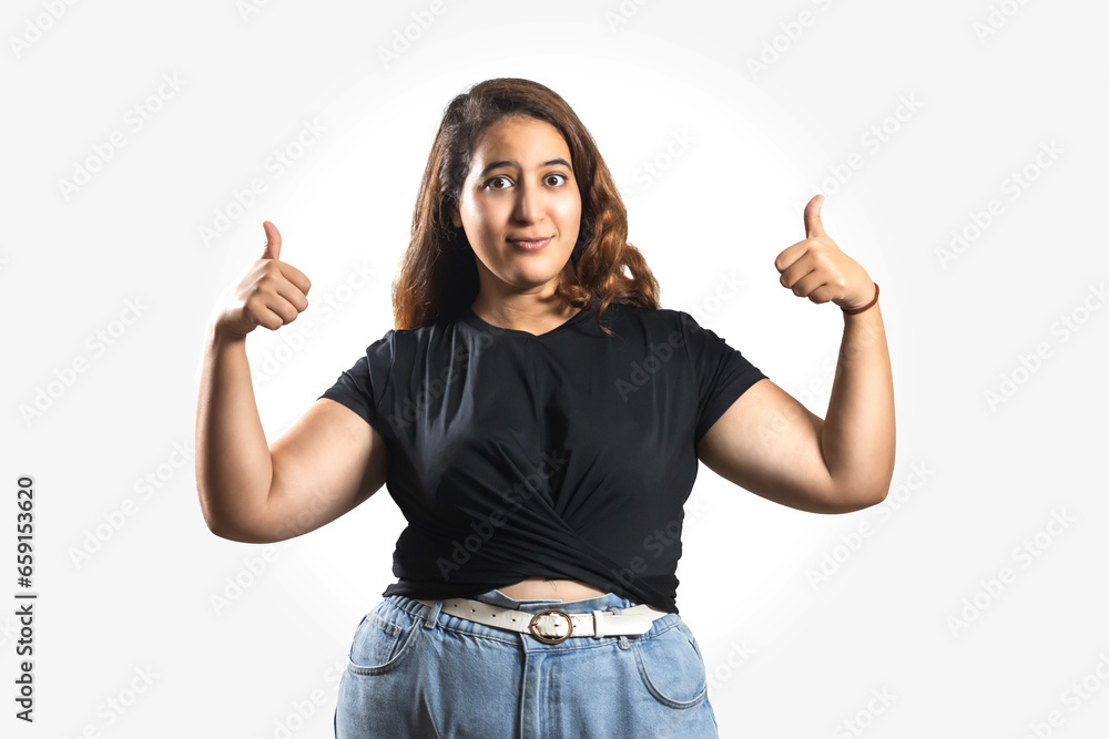 Arabic. girl posing in the studio, white background Arabic. girl posing in the studio, white background