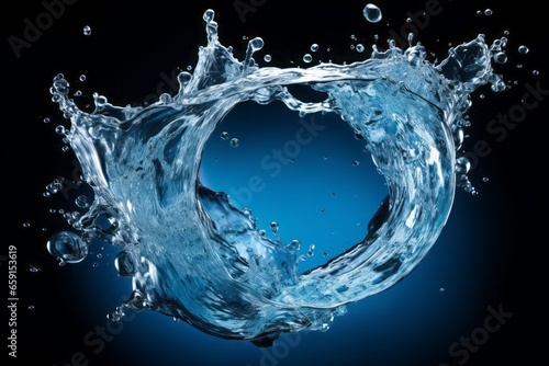 An Open Circle with Energetic Water Splashing, Capturing the Dynamic Beauty and Fluidity of Liquid in Motion.