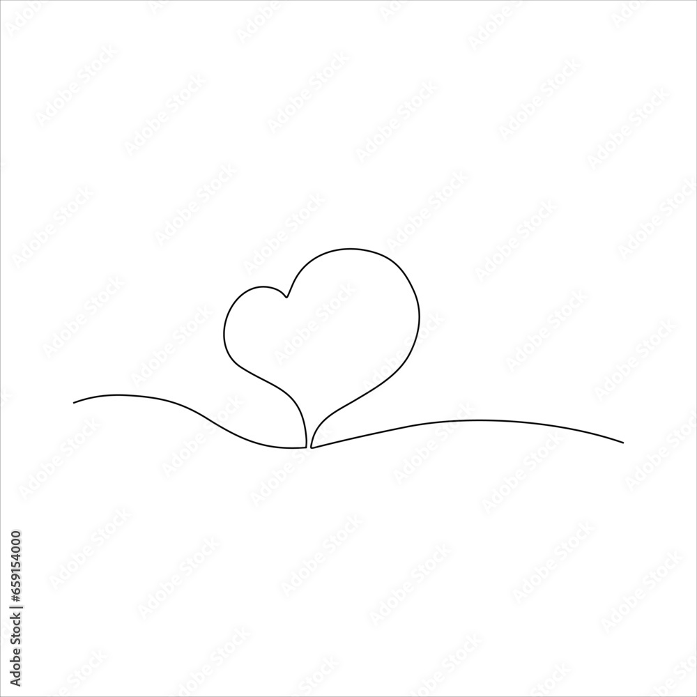 Continuous line art of love symbol Continuous line art of love symbol