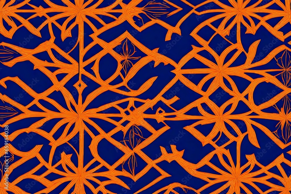Symmetrical blue and orange natural pattern styles - AI Generative Symmetrical blue and orange natural pattern styles - AI Generative