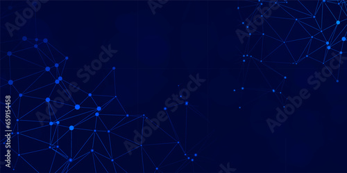 Abstract digital technology futuristic big data blue background, Cyber nano information communication, innovation future tech data, internet network connection, circuit board line dot illustration