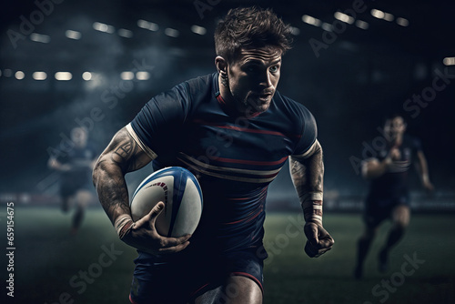 A rugby player works out on the pitch © Hector Pertuz