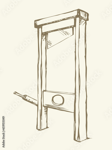 The ancient guillotine. Vector drawing