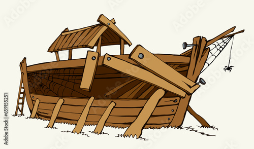 Unfinished Noah's Ark. Vector drawing