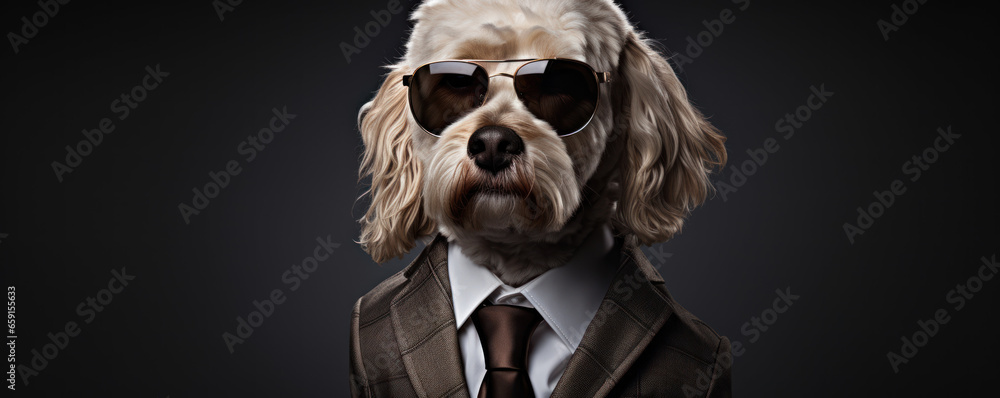 Dog wearing Sunglasses in Suit Dog wearing Sunglasses in Suit