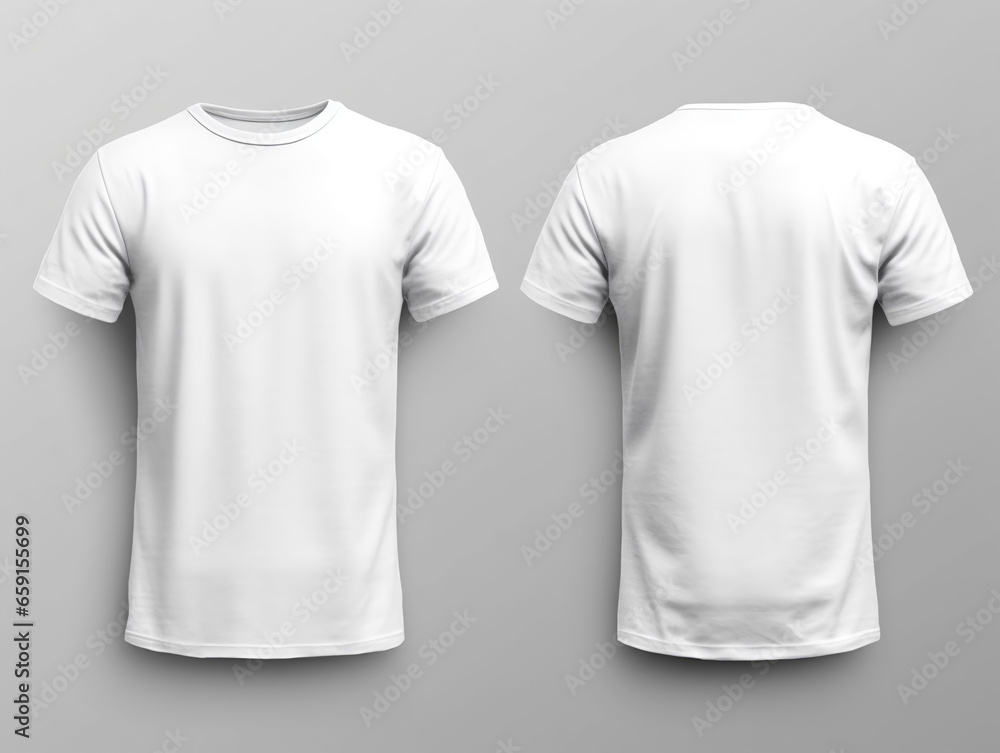 plain white t-shirt mockup design. front and back view. generative ai - obrazy, fototapety, plakaty 