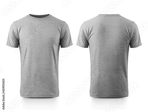 plain gray t-shirt mockup design. front and back view. generative ai photo