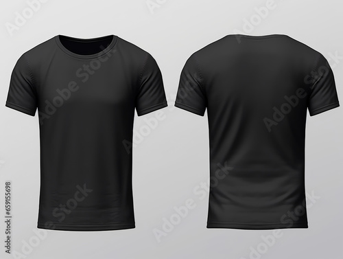 plain black t-shirt mockup design. front and back view. generative ai