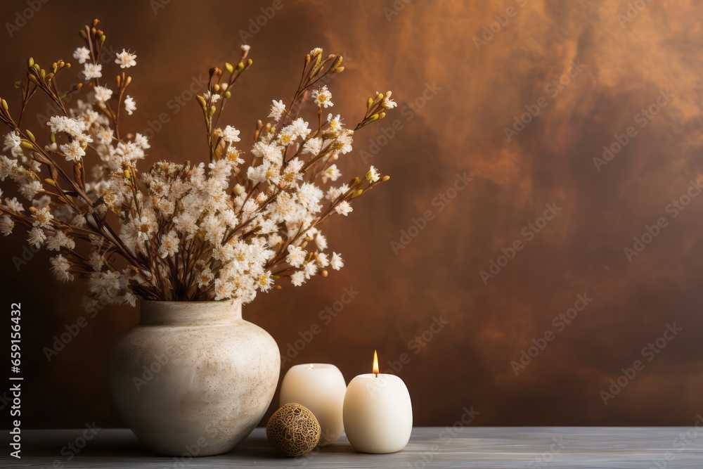 flowers in a vase with calming background