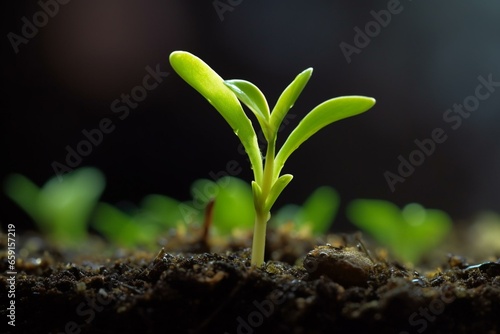 Detailed photo of a young plant shoot. Generative AI