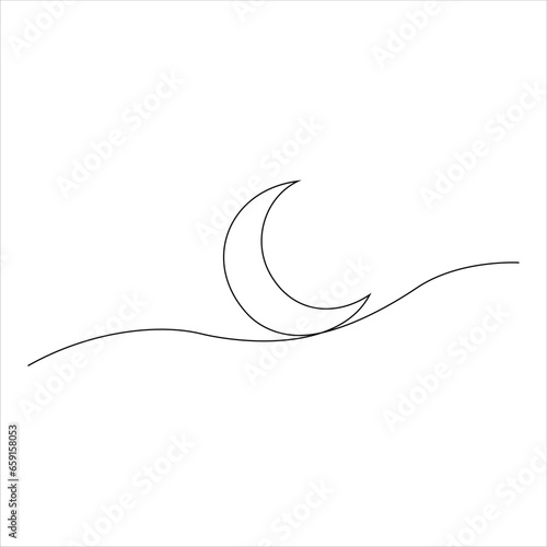 continuous line art of crescent moon