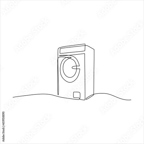 continuous line art of a washing machine