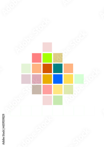 quadratische fläche gefüllt mit kleineren einzelnen quadraten unterschiedlicher farbe und helligkeit im zentrum, hintergrund, wallpaper