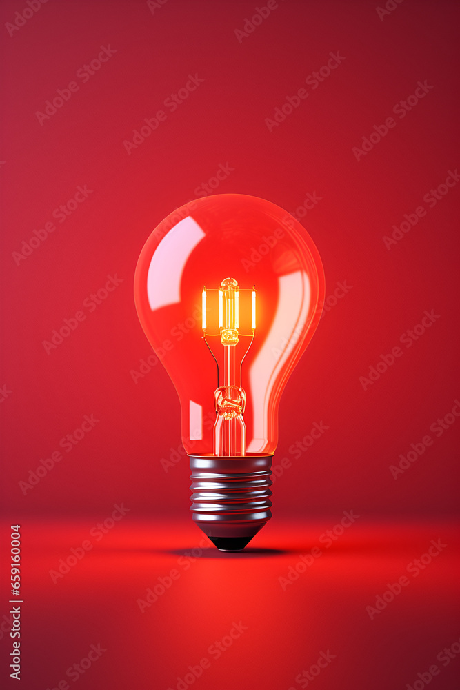 light bulb on red background light bulb on red background