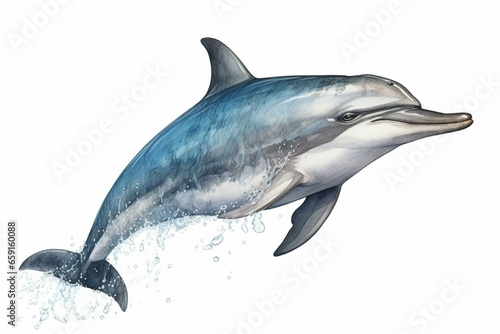 image of dolphin on white background. Generative AI