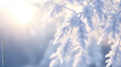 Beautiful background image of hoarfrost in nature close up. bokeh background, sun light