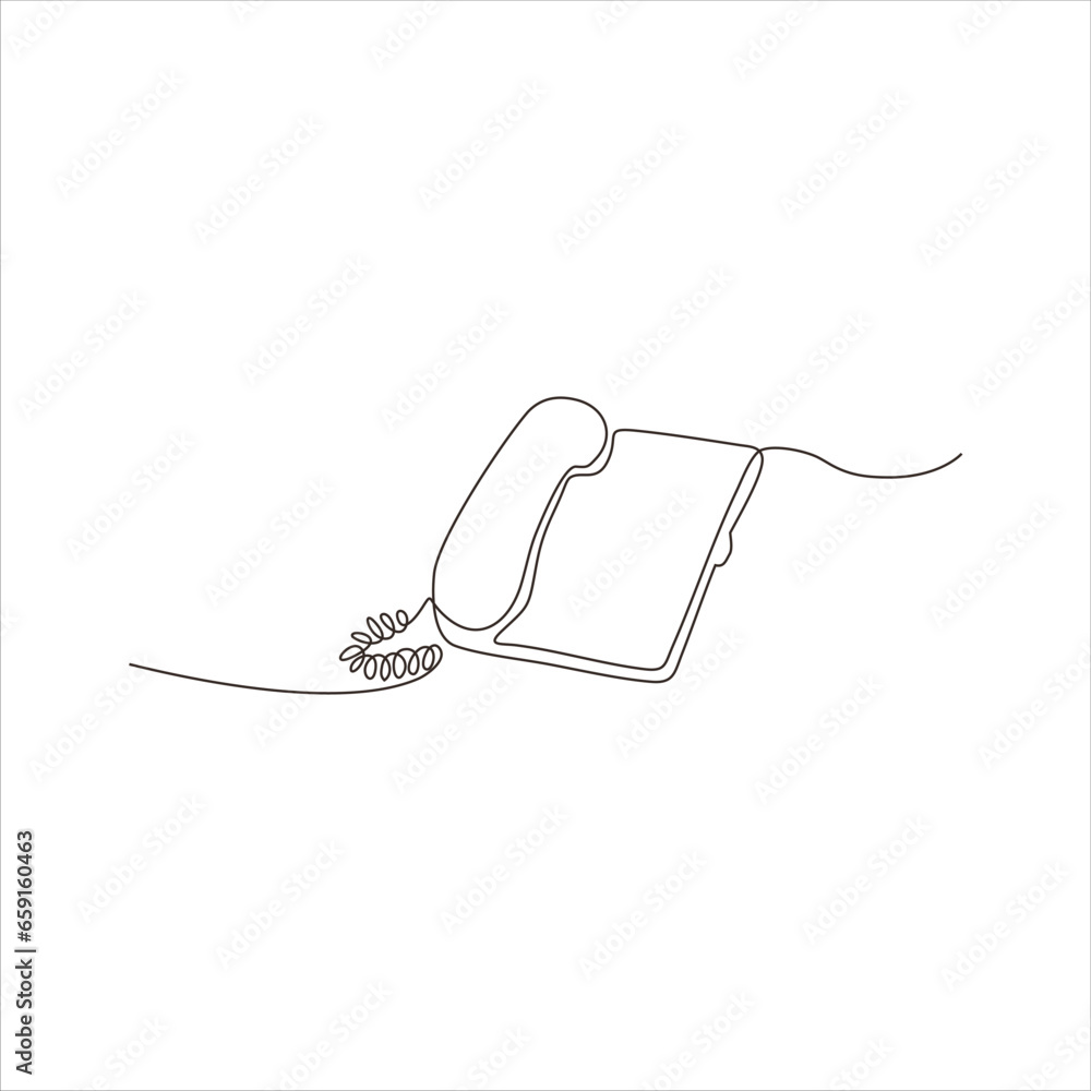 Obraz premium Continuous line art of a landline telephone