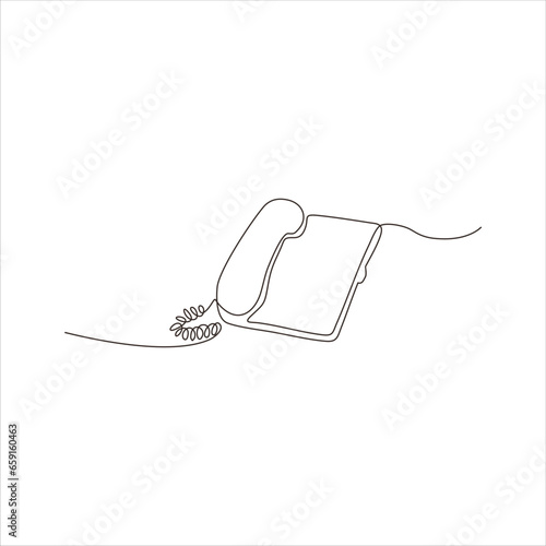 Continuous line art of a landline telephone