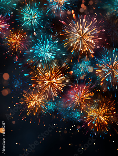 fireworks explosion design, New Year, Christmas, birthday, etc celebration posters, generative ai