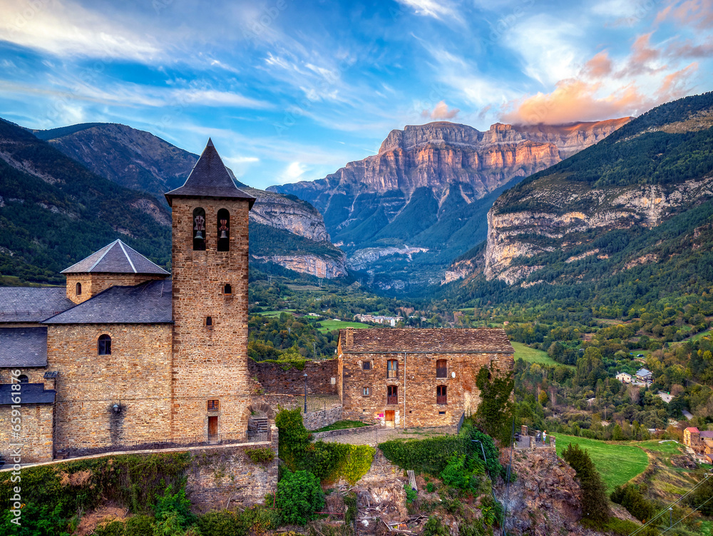 Torla-Ordesa and the Ordesa & Monte Perdido National Park in pyrenees Spain