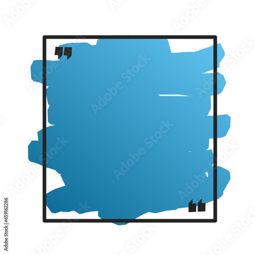 Blue Square Quote Text Box Isolated on White.