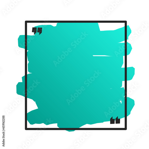 Green Square Quote Text Box Isolated on White.