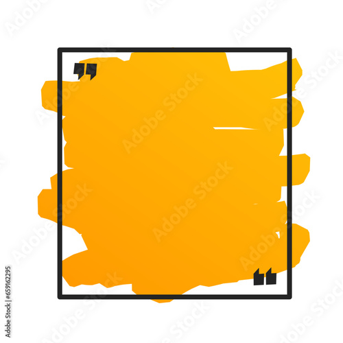 Orange Square Quote Text Box Isolated on White.